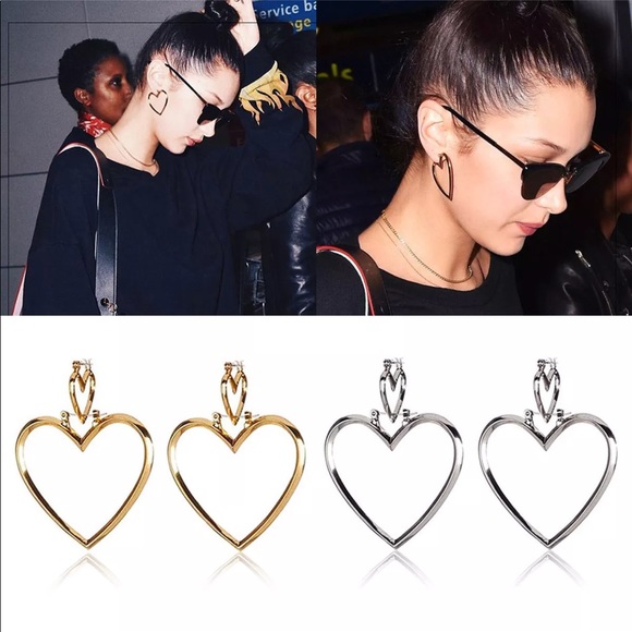 ✨Silver Double Heart Dangle Earrings✨ - Picture 3 of 8